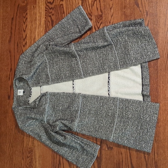 Cabi "The Times" long knit Jacket Blazrr black print Preppy Outerwear  sz S - Picture 7 of 11